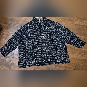 Wmns Lightweight Zip Up Jacket Hi Neck Graphic Print Allover Black/white Plus 4x